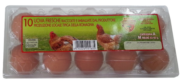 Confezione da 10 uova fresche raccolte e imballate dal produttore 
