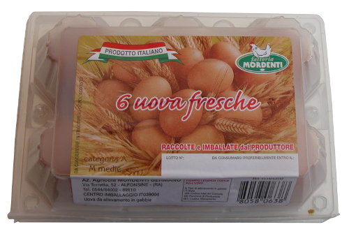 Confezione 6 uova fresche  raccolte e imballate dal produttore